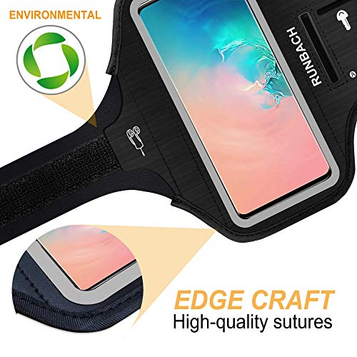 Armband for Samsung Galaxy S26+/S25+/S24+/S23+/S22+/S20+/S10+/S9+/S8+, Running Exercise Gym Bag with Key Holder and Card Slot (Black) - color: Black
