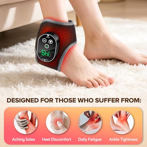 Cordless Ankle Heating Pad with Massage, Foot and Ankle Massager