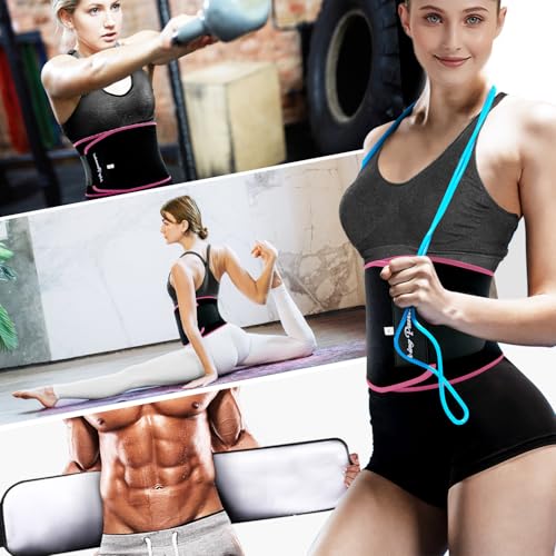KingPavonini Waist Trainer for Men Women Belly Fat, Sweat Belt Band - color: Pink, size: L ( W 9'' × L 44'')