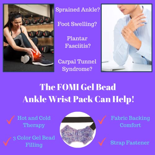 FOMI Ankle Hot Cold Gel Bead Ice Packs | 2 Pack | Cool Compress for Foot, Knee, Elbow, Wrist, Calf, Shin | Swelling, Plantar Fasciitis, Surgery, Achilles Tendonitis, Sprained Ankle Pain Relief