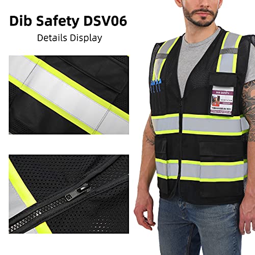 Dib Safety Reflective Safety Vest for Men Women with Pockets Black Mesh M - color: Black Mesh, size: Medium