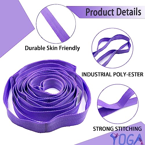 Stretching Strap Yoga Strap with Loops for Physical Therapy, Non-Elastic - color: Purple