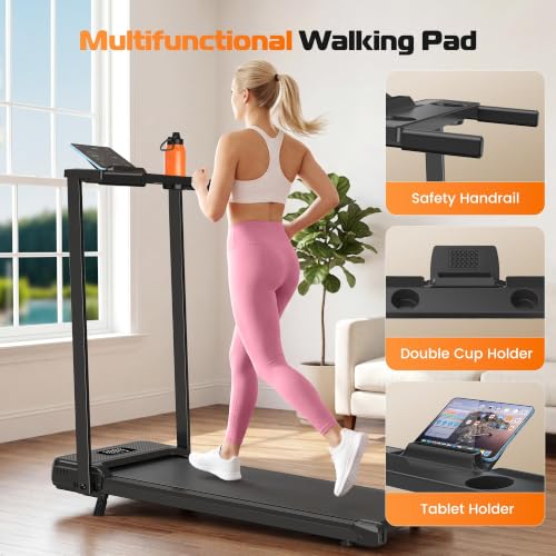 ANCHEER Incline Walking Pad with Handle Bar, Foldable Treadmill-Home/Office - color: 09-Black