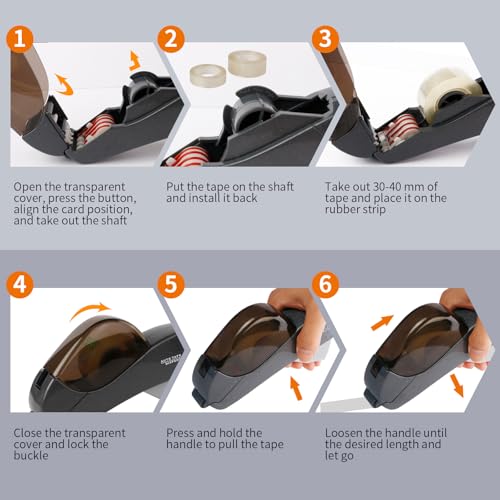 Eagle Automatic Tape Dispenser, Handheld & Portable Design, Office Tape Gun, One-Handed Operation with Safety Blade for Office, Home, DIY or Packaging (Includes 2 Free Tapes) (Gray) - color: Gray