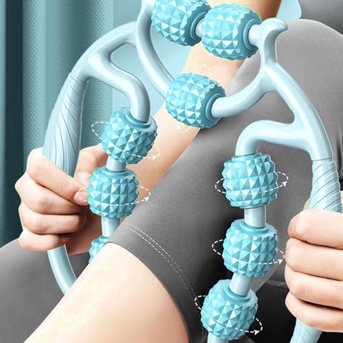 HEEPDD 9-Wheel Muscle Roller Massager, Deep Tissue Foam Roller for Thigh, Arms, Leg, Waist, Sky Blue - color: Sky Blue