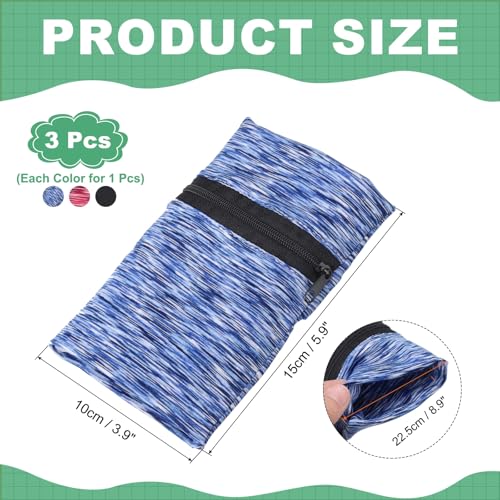 uxcell Wrist Pouch Wrist Wallet Sports Wristband Wallet with Zipper Pocket for Running Jogging Cycling Yoga - color: Blue/Black/Red