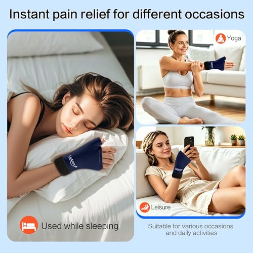 Wrist Ice Pack Wrap with Thumb Brace 2 Pack, Reusable Gel Hot Cold Therapy Glove for Carpal Tunnel Arthritis Tendonitis, Fits Left Right Hand S/M Blue - color: Blue, size: S/M