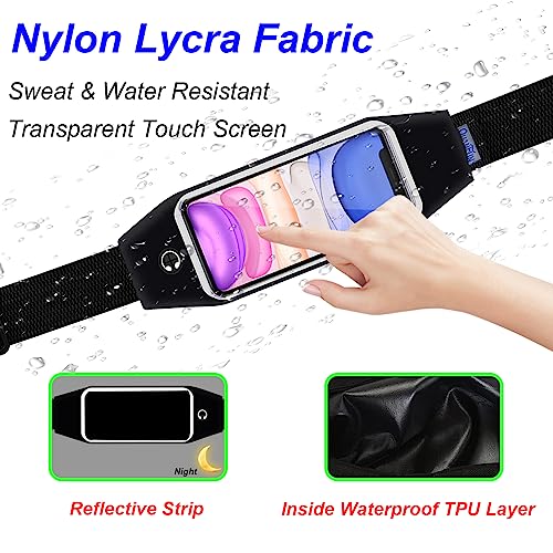 Running Belt,Fanny Pack Fits Phones UP to 6.5" for Women Men,Black and Pink - color: Black