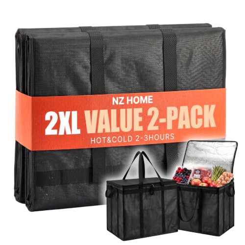 NZ home Insulated Food Delivery Bag, Grocery Cooler & Catering Tote - color: Black, size: 2XL