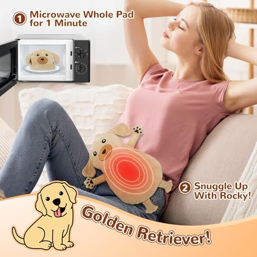 Microwave Heating Pad for Pain Relief, 16" x 11" Microwavable Heating Pads for Cramps, Back Pain, Neck Shoulder, Muscles, Knee, Joints, Natural Heat Pack Moist Heat, Golden Retriever - size: Golden Retriever
