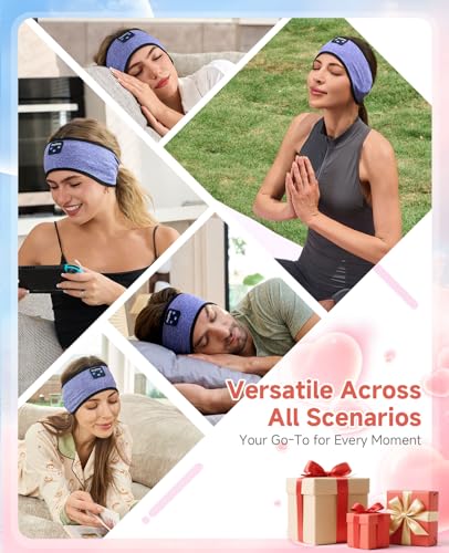 Sleep Headphones | Bluetooth 5.4 Headband | Wireless Earbuds Earphones Sweat Resistant with Ultra-Thin HD Stereo Speaker, Headphone Band for Side Sleepers Workout Running Tech Gadgets Unique Gifts - color: HB DarkBlue