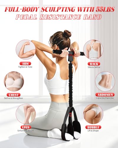 Pedal Resistance Bands with Handles, 2026 Upgraded 55LBS Exercise Bands - color: Black