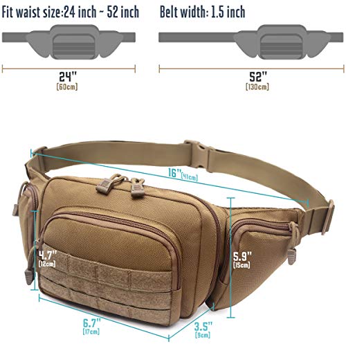 Tactical CCW Fanny Pack for Men Women, Concealed Carry Fanny Pack - color: Khaki