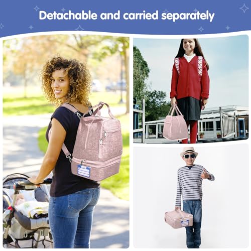 Derbiedersinn Breast Pump Bag, Compatible with Spectra Pumps, Insulated Carrying Case with Cooler for Milk Storage, Travel, Work, Daycare，Pink - color: Pink