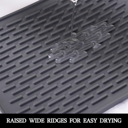 Dish Mat Silicone Dish Drying Mats Works For Drying Stemware Cocktail Glasses Silverware Pots Pans Knives and Dish Rack for Kitchen Counter Sink Bar Pads Easy to Clean (11.5" x 9.1") - color: M (11.5" x 9.1") Grey