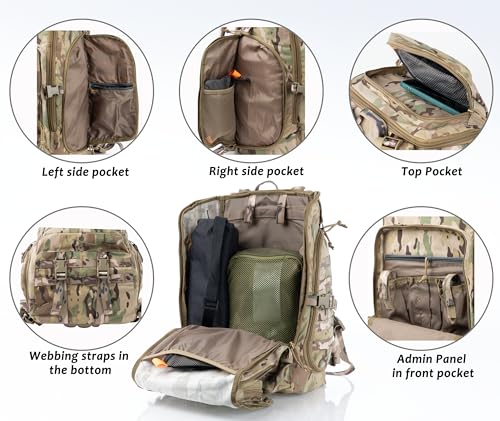 35L Tactical Backpack Military Rucksack MOLLE Quick-Access Flap EDC Pack for Hiking Camping Travel Work Bugout Emergency - color: Black