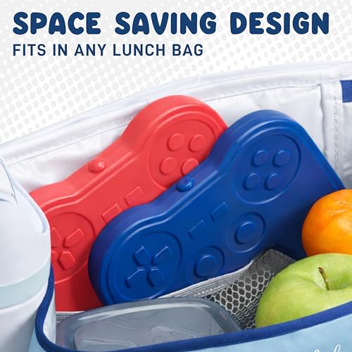 Fit & Fresh Cool Coolers Reusable Kids Lunch Box Ice Packs, 4pk - color: Game Pad (4 Pack), size: 4 Pack