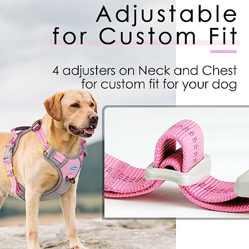 ThinkPet No Pull Harness for Small Medium Large Dogs, Reflective Padded Vest with Handle, Adjustable Star Style - color: Bright Pink, size: L(Chest:19"-30")