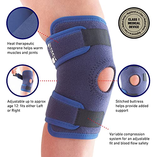 NEO G Kids Knee Brace Open Patella Knee Brace for Kids Suitable for Joint & Meniscus Pain, Osgood Schlatter, Strains, Sprains, Instability, Juvenile Arthritis. Adjustable Class 1 Medical Device-One Size