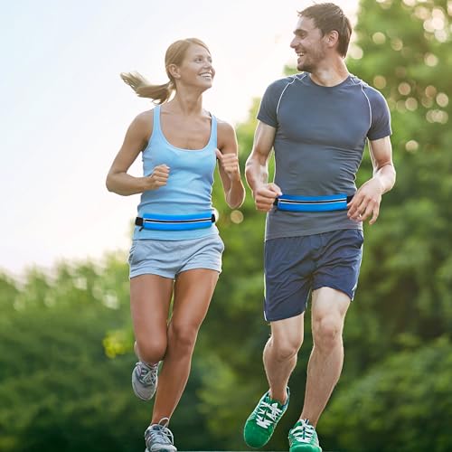 Running Belt Fanny Pack Men and Women Slim Running Bag Money Belt - color: Bright Blue