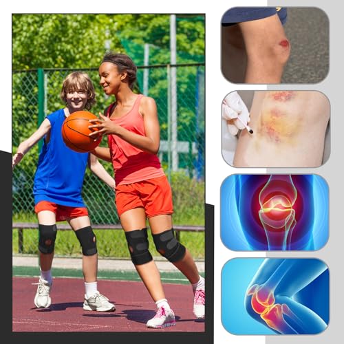 Foilswirl 1 Pcs Kids Knee Brace with Side Stabilizers,Black - color: Black