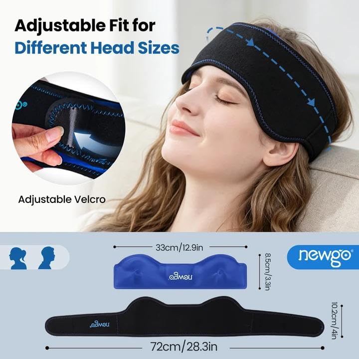 NEWGO Headache Ice Pack, Adjustable Head Wrap for Migraines, FSA Eligible - style: Custom