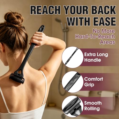 Back Massage Rollers Hot and Cold Compresses, Sturdy and Portable - color: Black