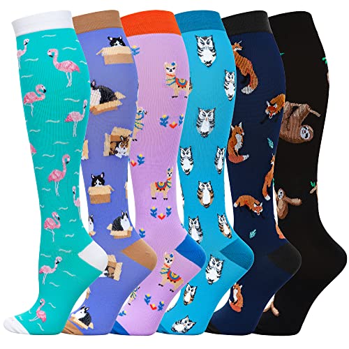 LEVSOX Compression Socks Women and Men, 20-30mmHg, Best for Nurses, Travel, Pregnancy - color: 6 Pairs Mix E, size: Medium