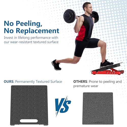 Adjustable Steel Slant Board for Calf Stretching, 5 Angles, 650 lb - color: Red+black