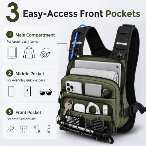 Running Vest Water Backpack with 2L Leak-Proof Bladder for Men & Women - color: Green