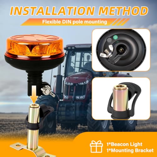 1Pcs Led Beacon Light Amber Strobe Lights with T Shape Metal Bracket - color: Beacon Light +T Shape Bracket