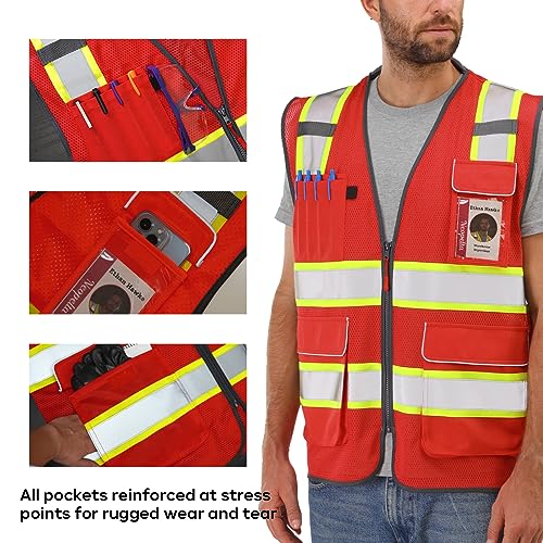 Neopelta Hi Vis Reflective Safety Vest for Men Women Red Mesh/Yellow S - color: Red / Yellow Trim, size: Small