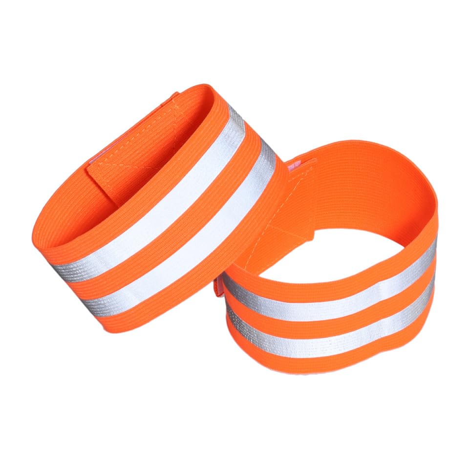 Pair Safety Strap Armband Men’s Bike Safety Gear Vest for Men Reflective Wristbands for High Visibility - color: Orange