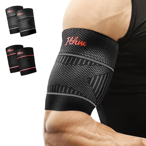 Bicep Tendonitis Brace for Pain Relief, Bicep Compression Sleeve - color: Gray-Black, size: Small