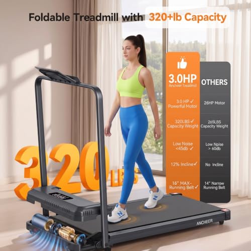 ANCHEER Incline Walking Pad with Handle Bar, Foldable Treadmill-Home/Office - color: 56-Pink