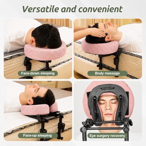 Massage Headrest for Bed, Head Holder & Face Cradle with Face Down Pillow - color: Pink, size: Standard