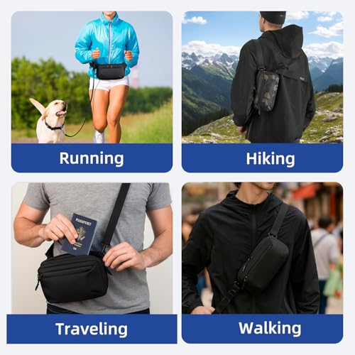 Crossbody Fanny Pack - 1.5L Small Sling Bag Water Resistant Handled Pouch with Adjustable Strap & D Ring for Travel Running Hiking EDC,Green - color: Green