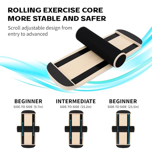 Balance Board for Adults, Wooden Surf Trainer with Roller