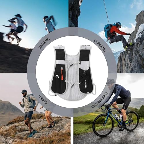 HEAD Running Hydration Vest for Men Women,Reflective Running Backpack with Adjustable Chest Strap for Marathon,Cycling Race, Jogging, Hiking, Trail