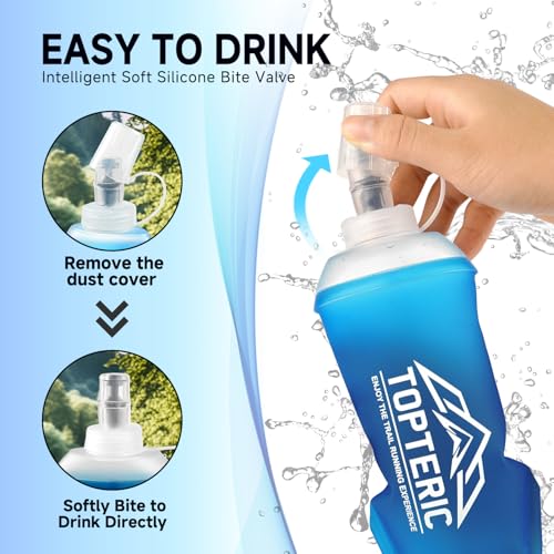 Collapsible Soft Flask Water Bottle, TPU Soft Folding Flexible Water Bottles for Hydration Pack/Running Vest, BPA/PVC Free, Ideal for Running Hiking Cycling Climbing (250ml) - style: 250ml