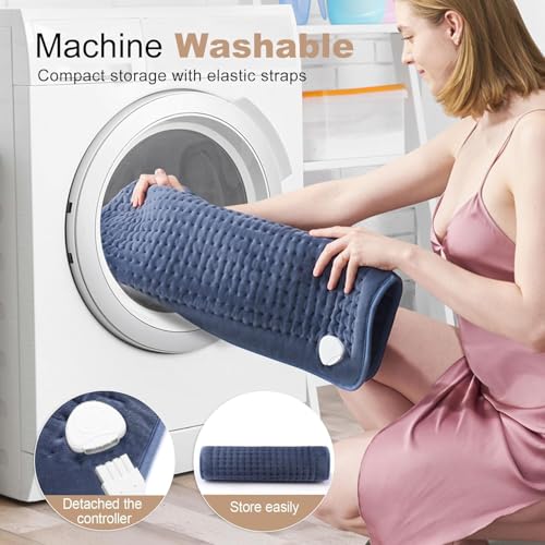 VAAGHANM Heating Pad: 33" x 17" Large Heat Pad for Full Back Coverage - color: Grey Blue