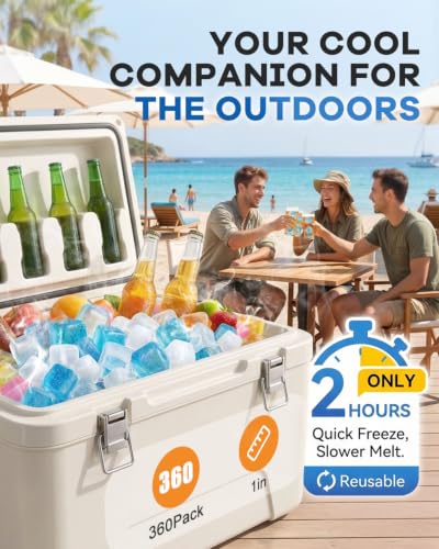 360 Pack Reusable Ice Cubes for Drinks, Frozen BPA Free Refreezable Plastic Ice Cubes Without Diluting, Colorful Ice Packs with Big Storage Bag for Lunch Box, Coolers, Whiskey, Bars, Ice Bath, Camping