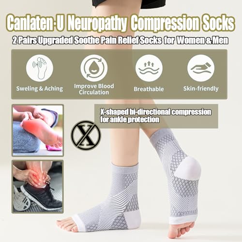 Neuropathy Compression Socks for Women and Men - Upgraded Soothe Pain Relief Ankle Sleeves - size: X-Large