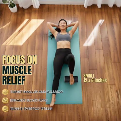 Foam Roller for Muscle Massage, Stiff Back Pain Relief, Physical Therapy, Deep Tissue, Exercise Equipment for Home Gym, Stress, Yoga, Pilates for the Fit Citizen (Black, Small 12 x 6 Inches) - size: Small 12 x 6 Inch