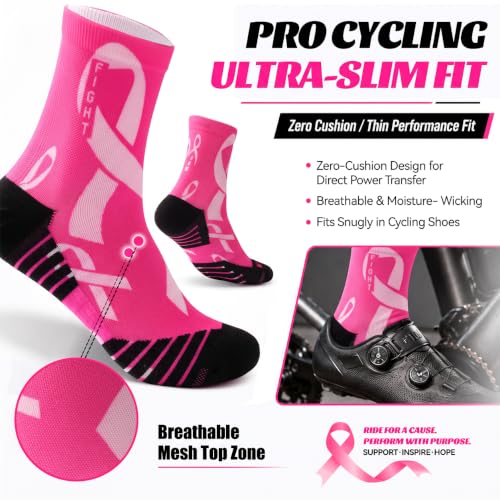 NIcool Cycling Socks For Men, 1/3 Pairs Bright Seamless Compression Running Crew Socks Youth Cushioned Tennis Quarter Socks - color: 1 Pair Hot Pink