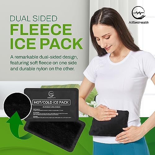 2 Pack Reusable Ice Packs for Injuries - Soft Ice Pack with Velvet Soft Fleece Fabric | Flexible Hot and Cold Gel Ice Pack Set- Cold Packs for Injuries, Knee, Back, Neck Pain - 10 x 6, Black - color: Black