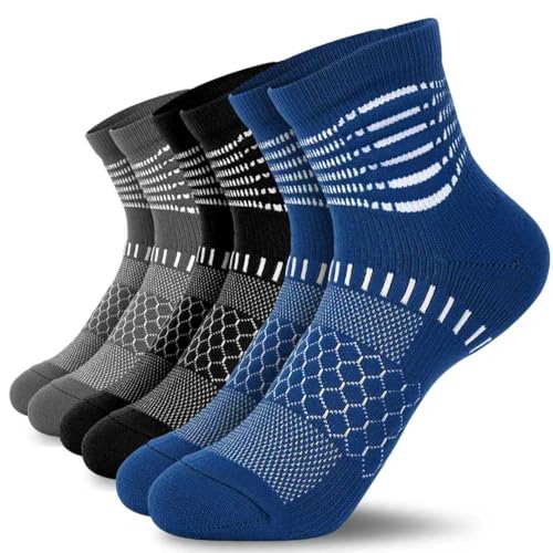 IRAMY Ankle Compression Socks Women Men Plantar Fasciitis Relief 3/5 Pairs - color: Black+dark Grey+dark Blue(3 Pairs), size: Medium