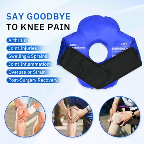 Knee Ice Pack for Injuries Gel Reusable Hot Cold Therapy Compression Wraps for Pain Relief Arthritis Meniscus Tear Surgery Recovery Sprains Swelling Cooling Knees Brace for Women Men Girls Boys
