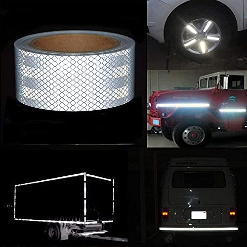 Reflective Tape, Waterproof Self Adhesive Dot Safety Reflector - color: White, size: 1 Inch x 65 Feet