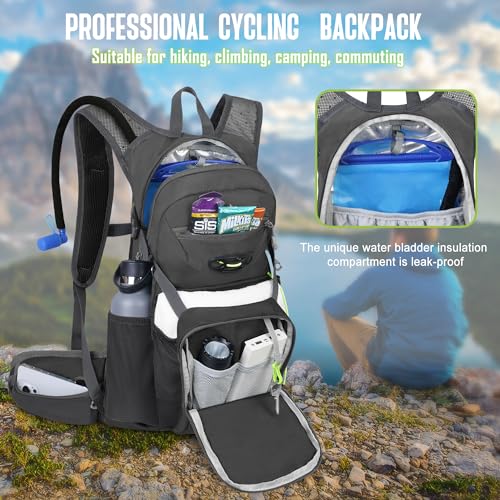 N NEVO RHINO Hydration Backpack, 18L Hiking Backpack with 3L Water Bladder - color: Grey